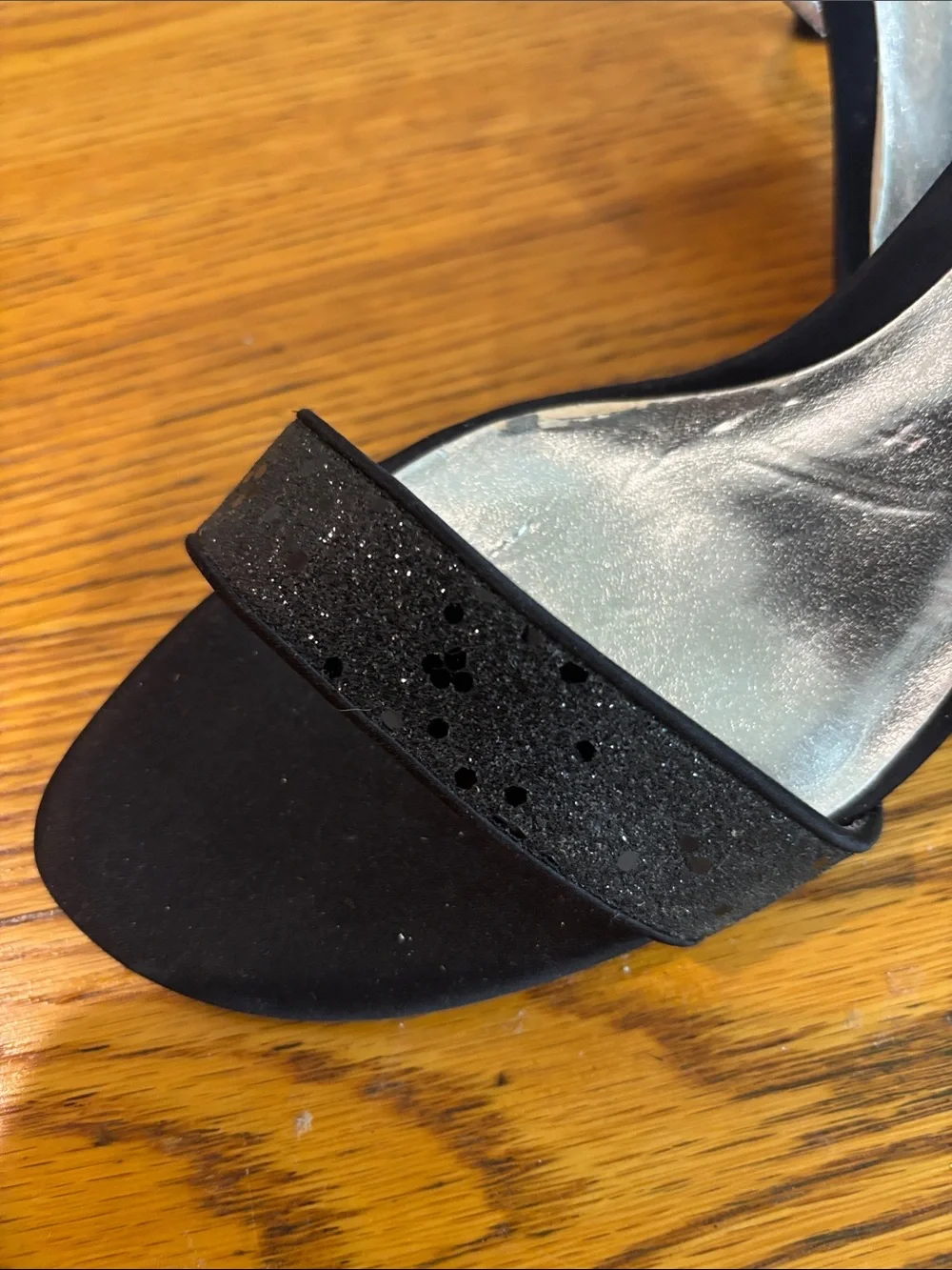 Nina Black Slingback Evening Sandals with Sparkle Strap